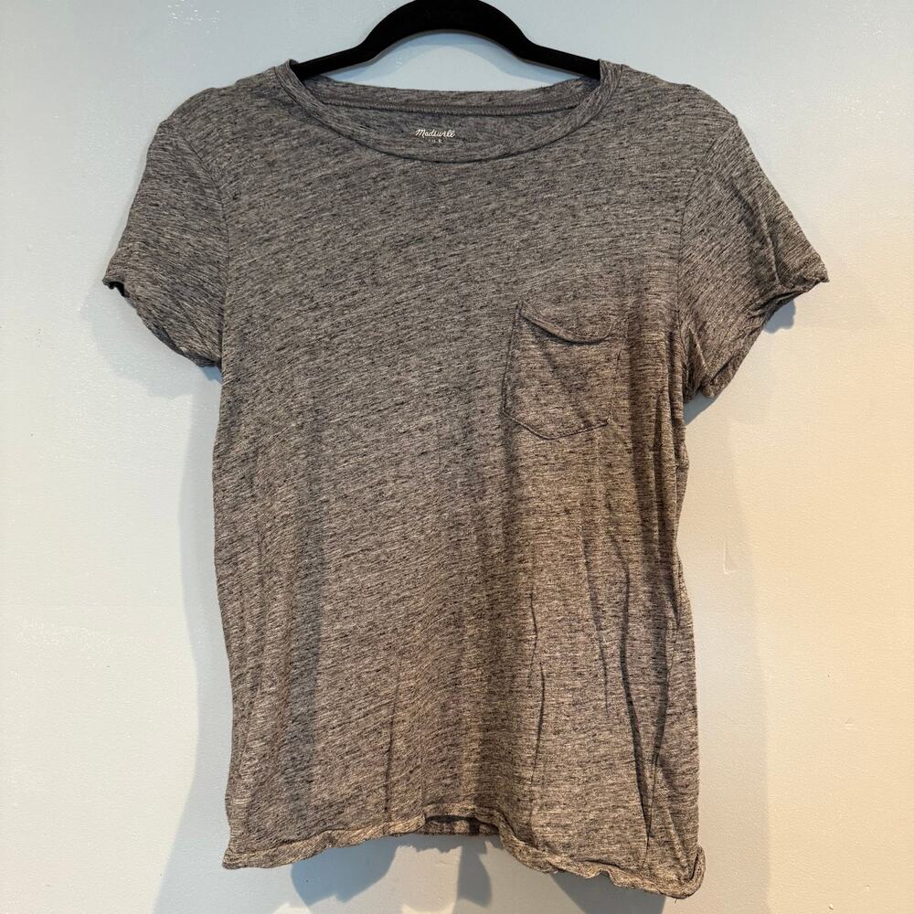 Madewell Whisper Cotton Short Sleeve Pocket Tee in Grey Heather